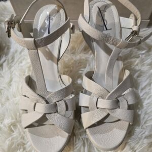 YSL Women's Cream Strappy Sandals